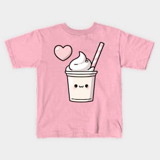 Kawaii Cute Vanilla Ice Cream with a Big Heart | Summer Time Design for Kawaii Lovers Kids T-Shirt